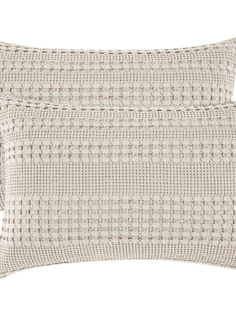 Cotton Waffle Pillow Shams Standard Size 20" x 26", Oatmeal, No Insert